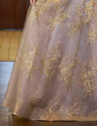 TWEED DRESS(ツイードドレス)のダークグレーロングドレス・チュール|TN2015-DGYのスカート拡大画像です。