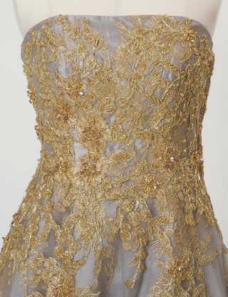 TWEED DRESS(ツイードドレス)のダークグレーロングドレス・チュール|TN2015-DGYのトルソー上半身正面画像です。
