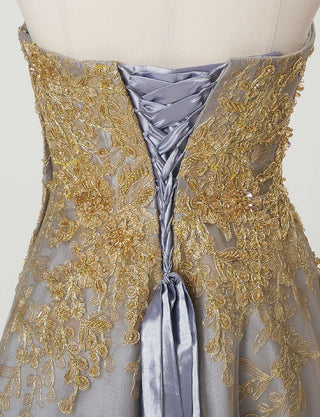TWEED DRESS(ツイードドレス)のダークグレーロングドレス・チュール|TN2015-DGYのトルソー上半身背面画像です。