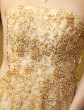 TWEED DRESS(ツイードドレス)のゴールドロングドレス・チュール|TN2015-GDの上半身装飾拡大画像です。