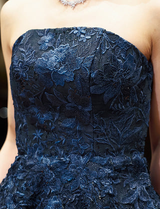 TWEED DRESS(ツイードドレス)のダークネイビーロングドレス・チュール|TN2020-DNYの上半身装飾拡大画像です。