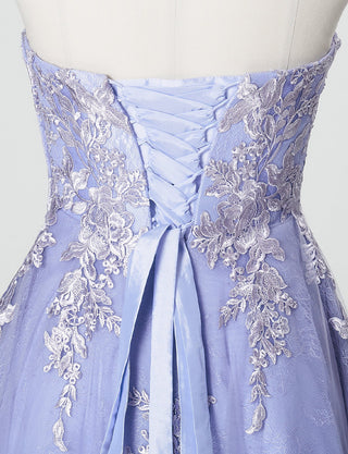 TWEED DRESS(ツイードドレス)のラベンダーグレーロングドレス・チュール|TN2024-LVGYのトルソー上半身背面画像です。