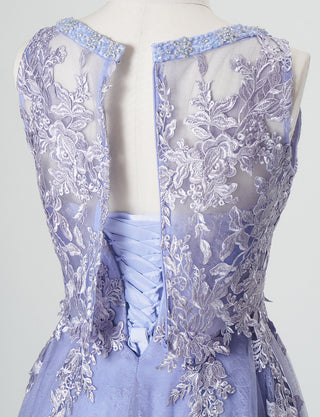 TWEED DRESS(ツイードドレス)のラベンダーグレーロングドレス・チュール|TN2024-LVGYのボレロ背面着脱用ファスナー画像です。