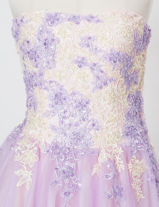 TWEED DRESS(ツイードドレス)のラベンダー×ベージュロングドレス・チュール|TS1540-LVのトルソー上半身正面画像です。