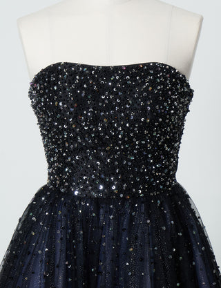 TWEED DRESS(ツイードドレス)のブルーグレーロングドレス・チュール|TN2030-BLGYのトルソー上半身正面画像です。
