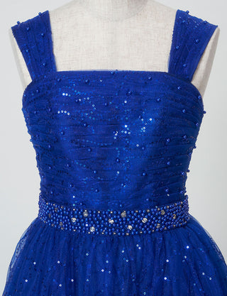 TWEED GIRL(ツイードガール)のロイヤルブルーロングドレス・スパンコールチュール|TWJ9101-RBLのトルソー上半身正面画像です。