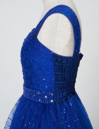 TWEED GIRL(ツイードガール)のロイヤルブルーロングドレス・スパンコールチュール|TWJ9101-RBLのトルソー上半身側面画像です。