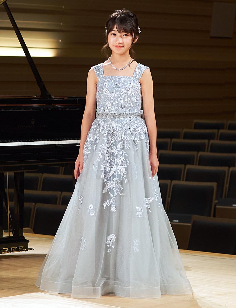 演奏会ドレス　ツィード　シルバーグレー ピアノ 発表会ドレス 演奏会ドレス 中学生にお薦めジュニア