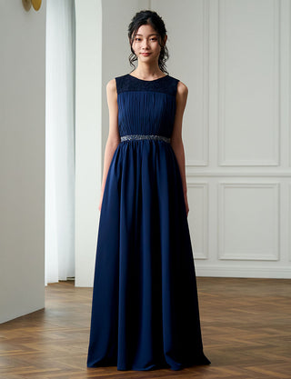 ピアノ発表会用ジュニアドレス ダークネイビー|140〜160cm対応・ロング丈ドレス