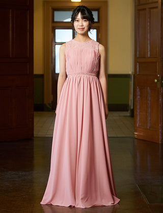 ピアノ発表会用ジュニアドレス ピンクベージュ|140〜160cm対応・ロング丈ドレス