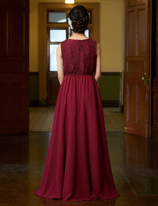 後ろウエストシャーリング仕様のジュニアドレス ワインレッド|ピアノ発表会向け・140〜160cm対応