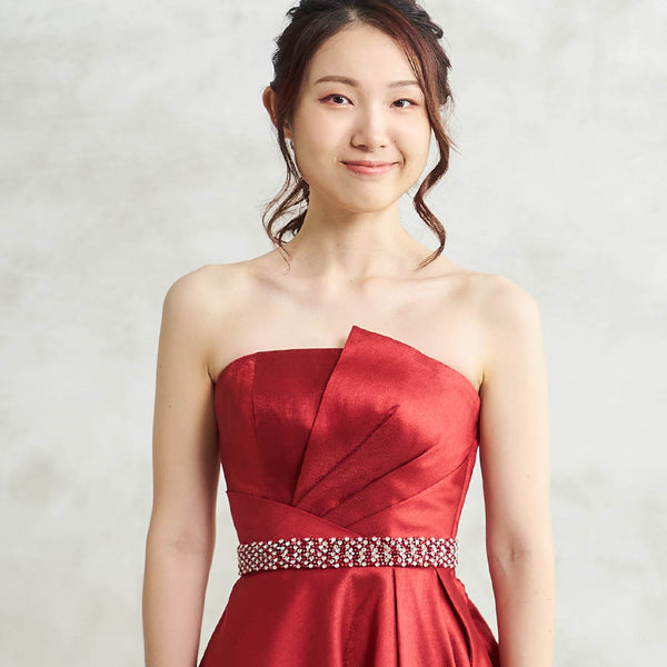 ハンド刺繍 3cm幅サテンサッシュベルト 赤 ・BT240007-WRD | ツイード