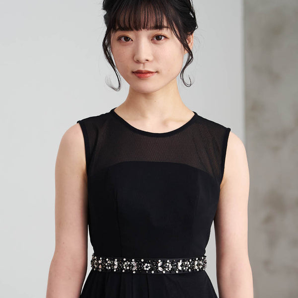 ハンド刺繍 3cm幅サテンサッシュベルト 黒・BT240003-BK | ツイード