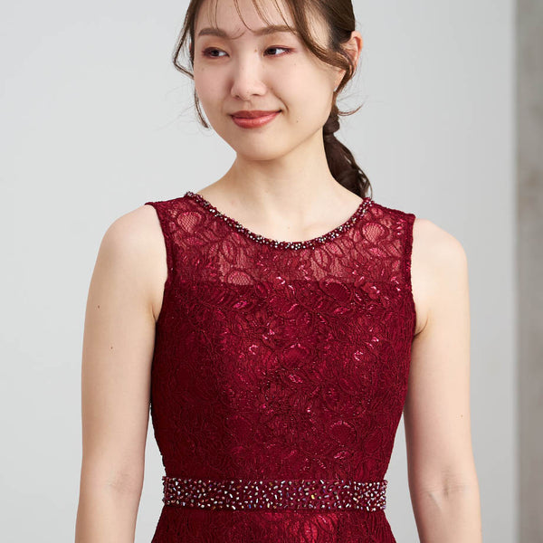 ハンド刺繍 3cm幅サテンサッシュベルト 赤 ・BT-240005-WRD | ツイード