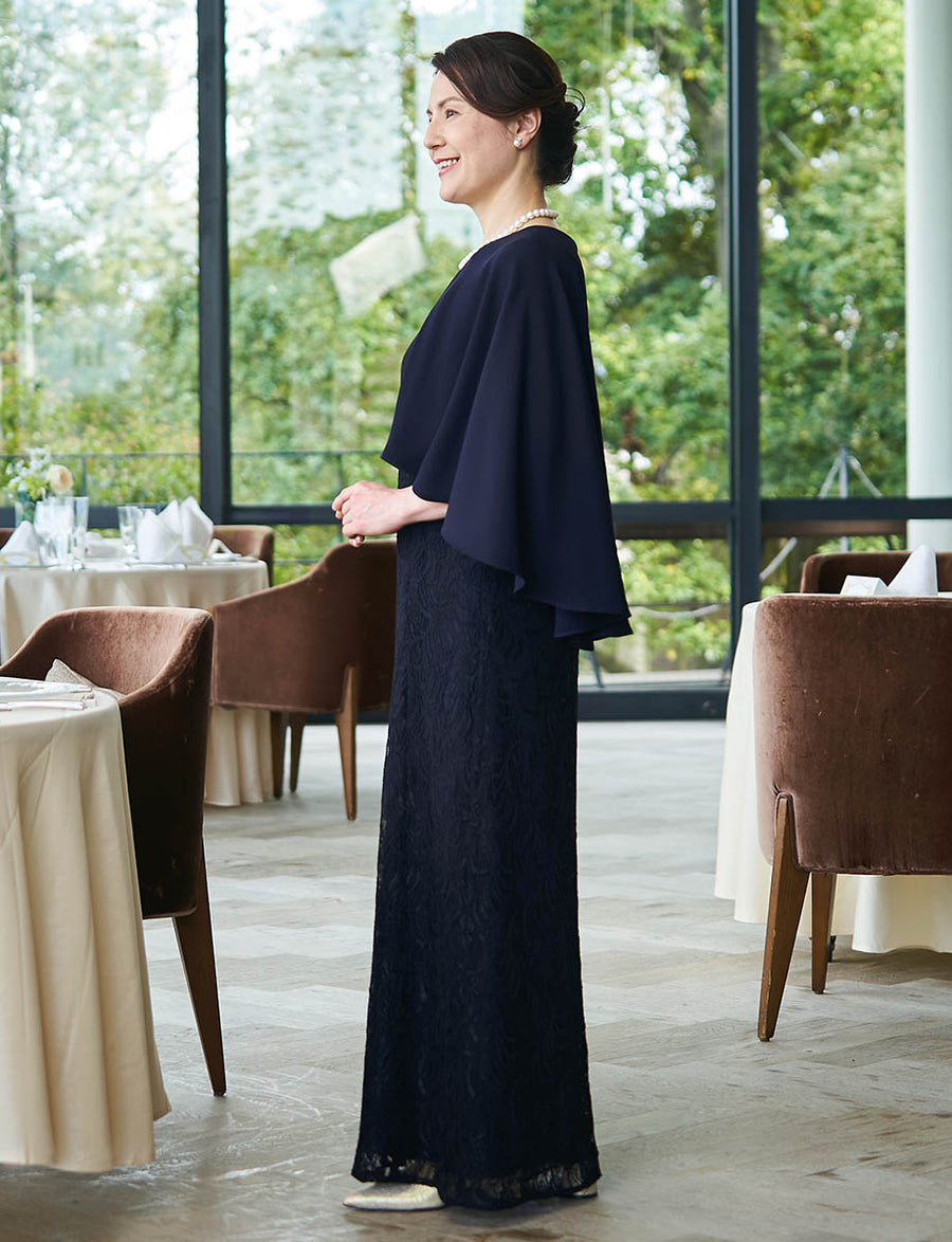 ✨️マザーズドレス TWEED DONNA ネイビー 13号　母親　結婚式 結婚式 母親ドレス ダークネイビーレース・マザーズドレス 長袖 MD0408