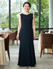 結婚式 母親ドレス 黒・マザーズドレス ノースリーブ MD0413-BK|新郎