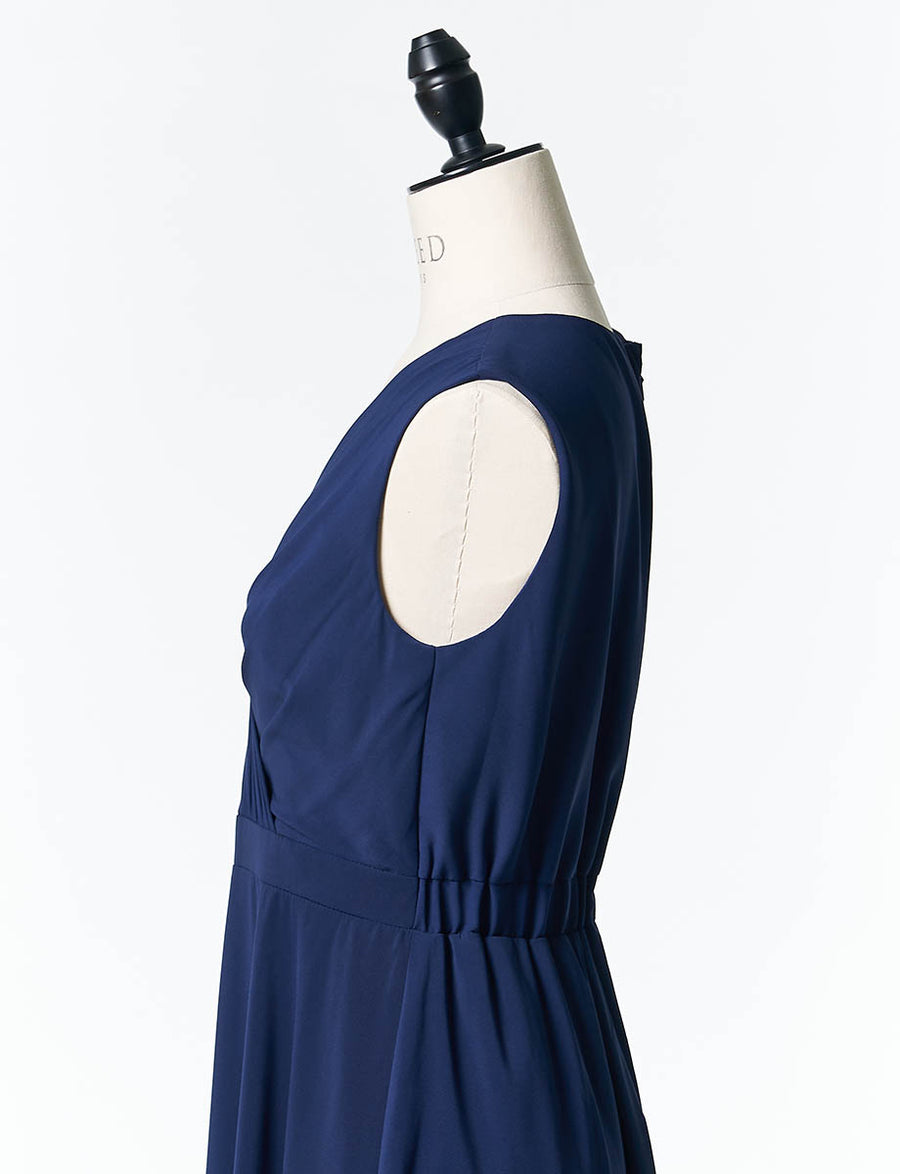 ネイビー シフォン ドレス インナードレス付き　17号 ドレープシフォンドレス (ネイビー)T1-359NA-M | OTONA DRESS