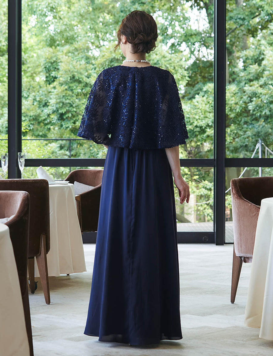 結婚式 母親ドレス ・マザーズドレス ケープ付きアンサンブル MD0506