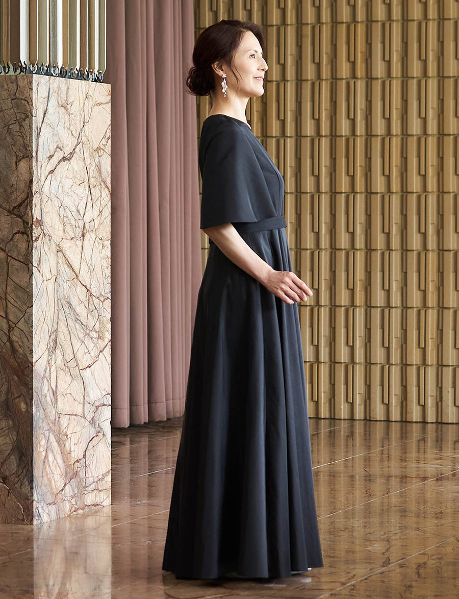 結婚式 母親ドレス ブラック・マザーズドレス タフタAライン