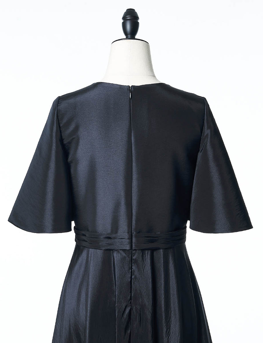 結婚式 母親ドレス ブラック・マザーズドレス タフタAライン