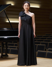 ロングドレス ブラック ワンショルダー 演奏会・ステージドレス