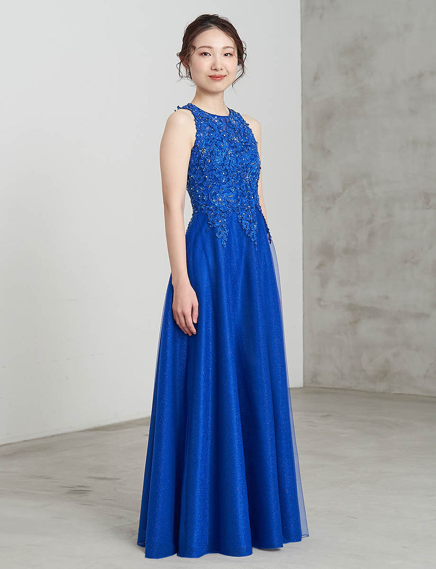 演奏会ドレス アメリカンスリーブ ルレックス ロイヤルブルー・Aライン
