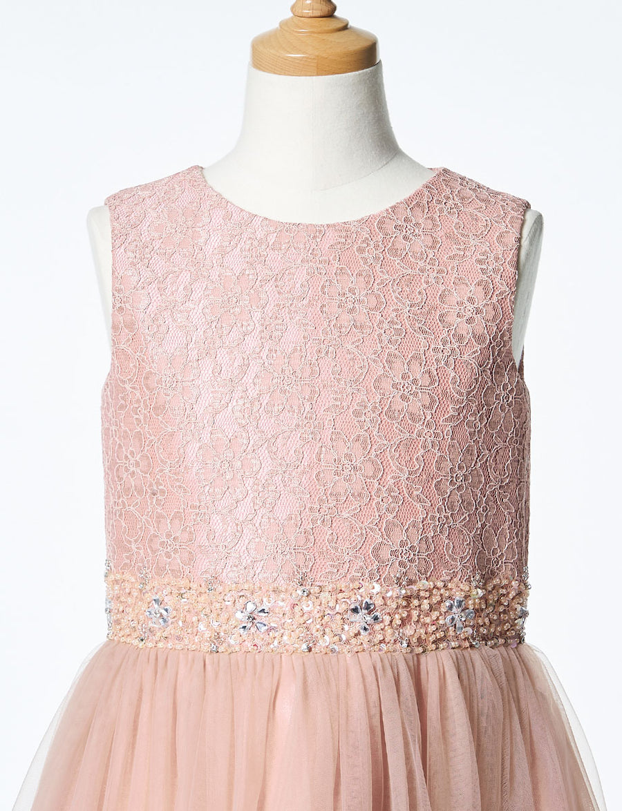 ピンクベージュドレス TWEED KIDS・TK83802-PKBE｜子供ドレス