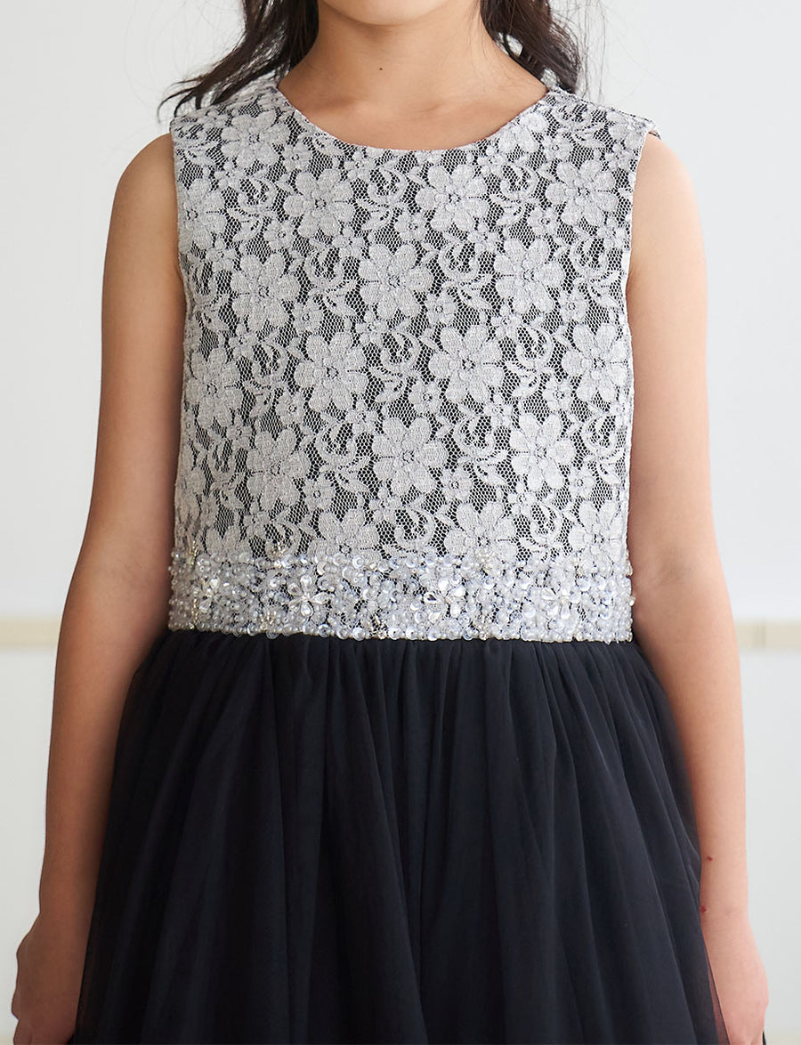 TWEED DRESS アイボリー刺繍ノースリーブドレス150 イエロードレス TWEED KIDS・TK83811-YW｜子供ドレス 発表会