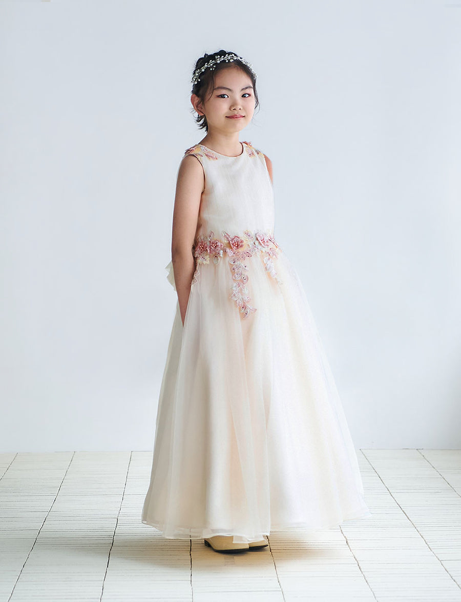 Handmade 1点もの ドレス シャンパンゴールドkids110-130