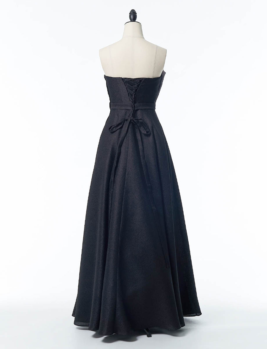 TWEED DRESS⭐︎9号⭐︎黒⭐︎演奏会ドレス ロングドレス 黒 アメリカンスリーブ チュールレース 演奏会 発表会