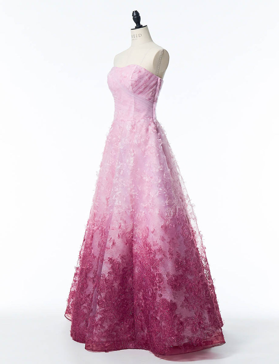 グラデーションロングドレス(ピンクから紫) グラデーションか綺麗なドレス。紫、オレンジ、ピンクの3色の