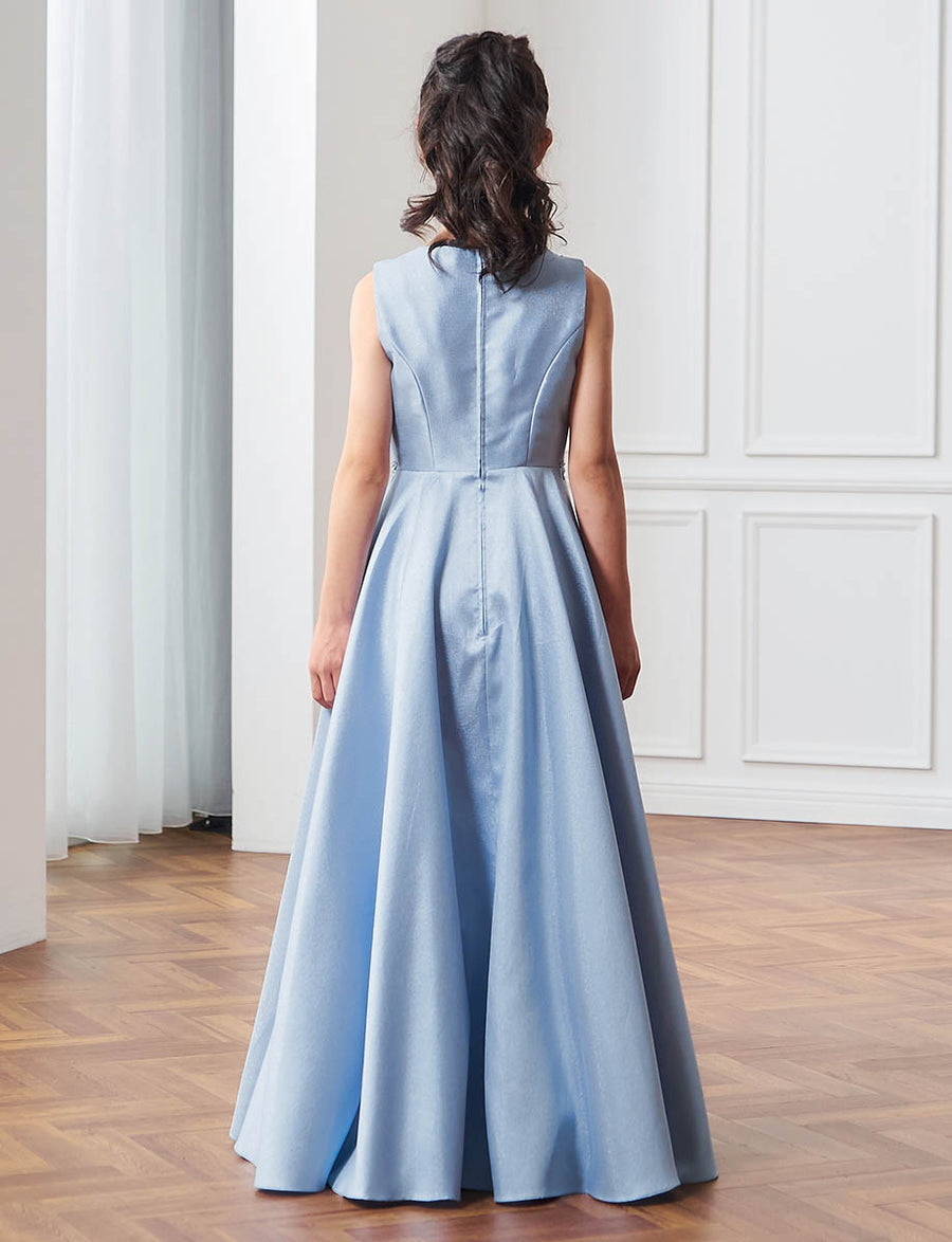 小中学生 コンクールドレス・発表会ドレスにお薦めブルーグレーロング