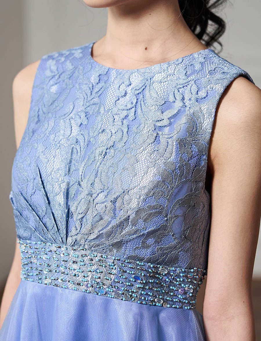 小中学生 コンクールドレス・発表会ドレスにお薦めブルーグレーロング