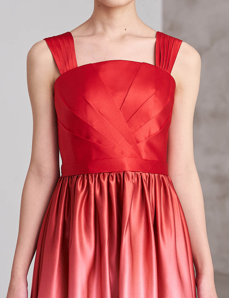 ジュニアドレス レッド グラデーションサテン・TWJ9517-RD｜発表会