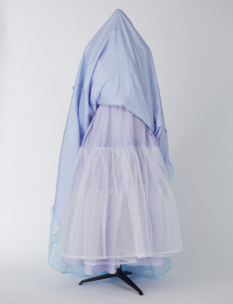 TWEED DRESS(ツイードドレス)のブルーグレーロングドレス・チュール｜TN2006-BLGYのスカートパニエ画像です。