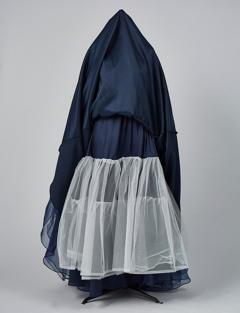 TWEED DRESS(ツイードドレス)のダークネイビーロングドレス・チュール｜TN2007-DNYのスカートパニエ画像です。