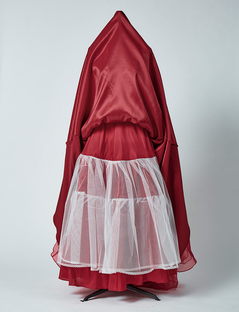 TWEED DRESS(ツイードドレス)のダークレッドロングドレス・チュール｜TN2007-DRDのスカートパニエ画像です。