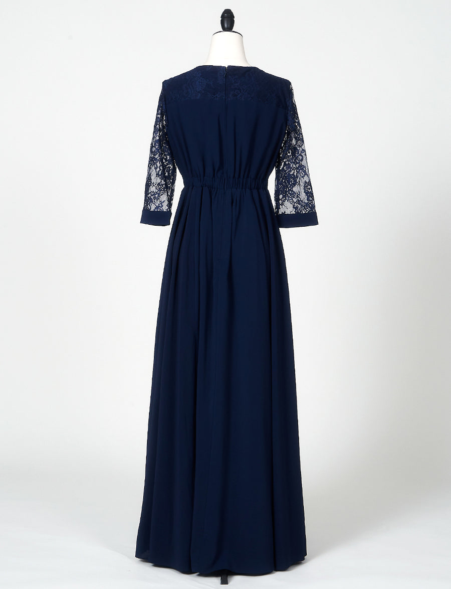 【tweed】結婚式マザーズドレス　濃紺 9号 マザーズドレス・結婚式 母親ドレス MD0204-DNY ネイビー 長袖