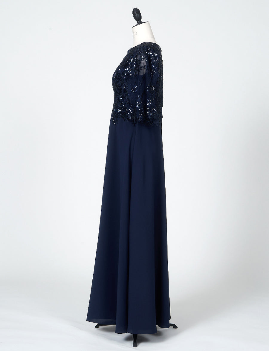 ダークネイビー結婚式母親ドレス・パーティードレスにお薦めフォーマル  