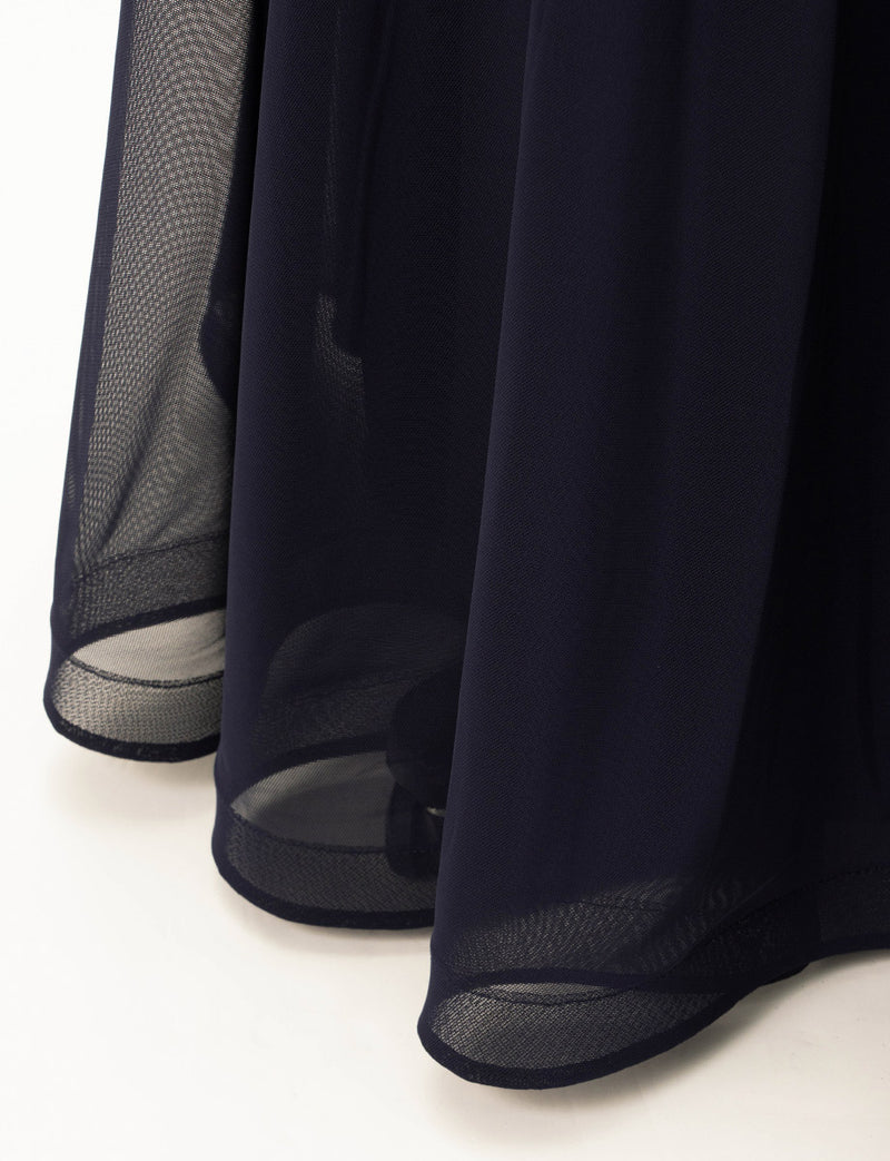 TWEED DRESS(ツイードドレス)のダークネイビーロングドレス・チュール｜T-1614-DNYのスカート裾拡大画像です。