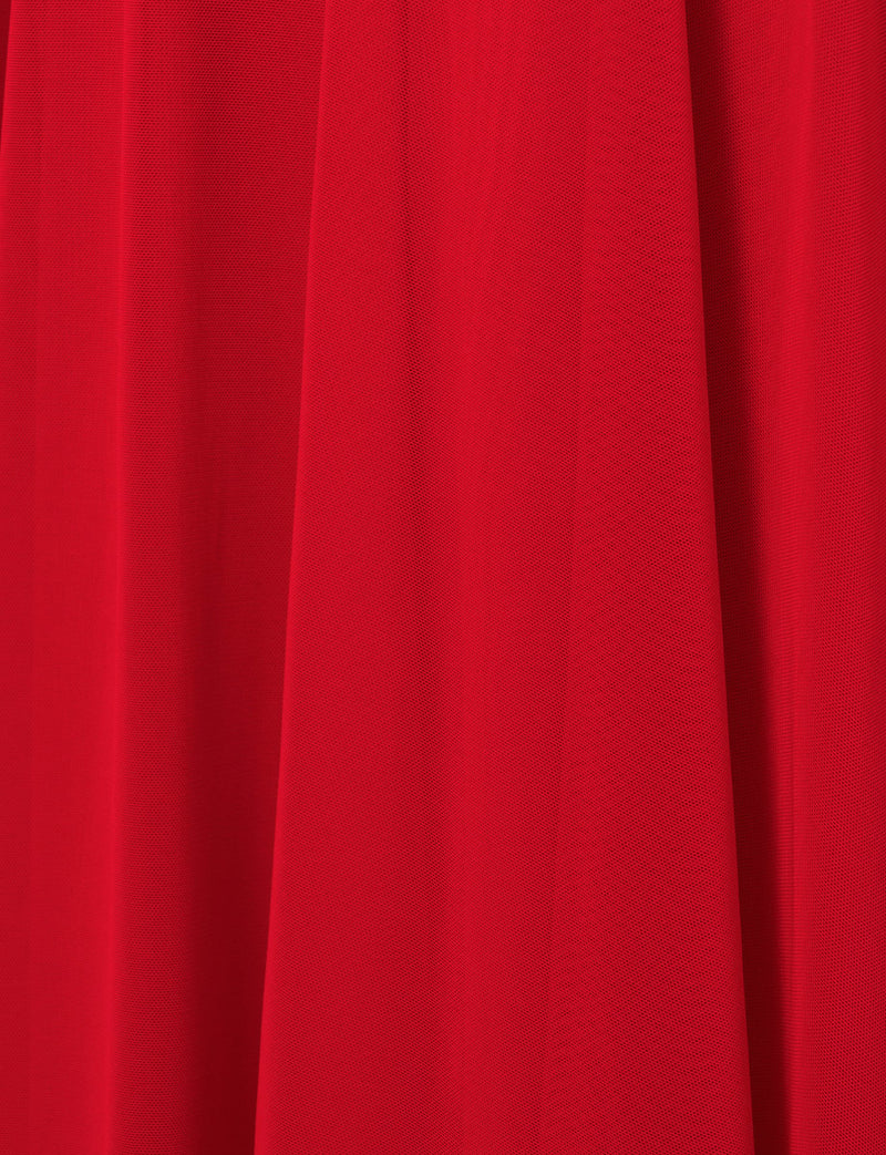 TWEED DRESS(ツイードドレス)のレッドロングドレス・チュール｜T-1614-RDのスカートキジ拡大画像です。
