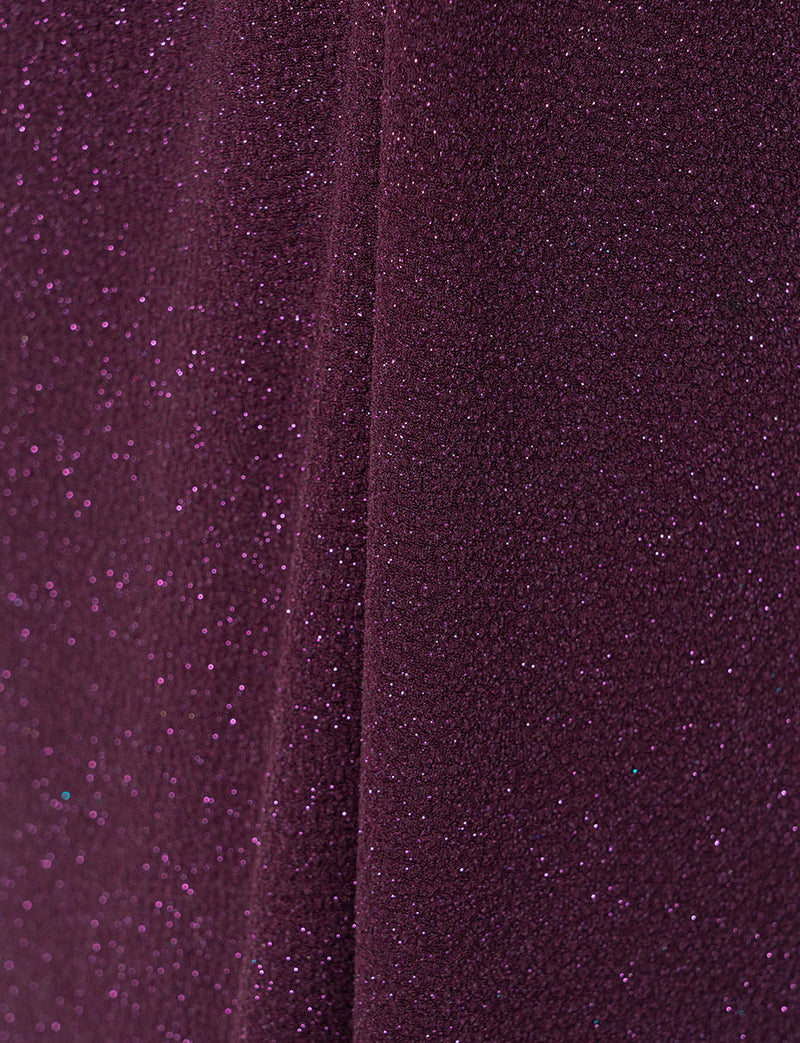 TWEED DRESS(ツイードドレス)のバーガンディーロングドレス・ラメ/ポリウレタン｜T-1284-BGDの生地拡大画像です。