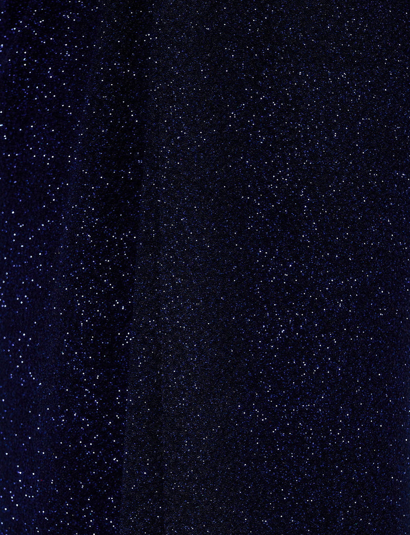 TWEED DRESS(ツイードドレス)のダークネイビーロングドレス・ラメ/ポリウレタン｜T-1284-DNYの生地拡大画像です。