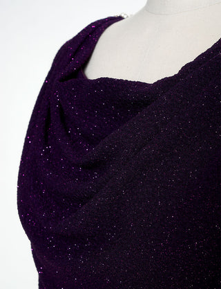 TWEED DRESS(ツイードドレス)のプラムロングドレス・ラメ/ポリウレタン｜T-1284-PMの上半身胸元拡大画像です。