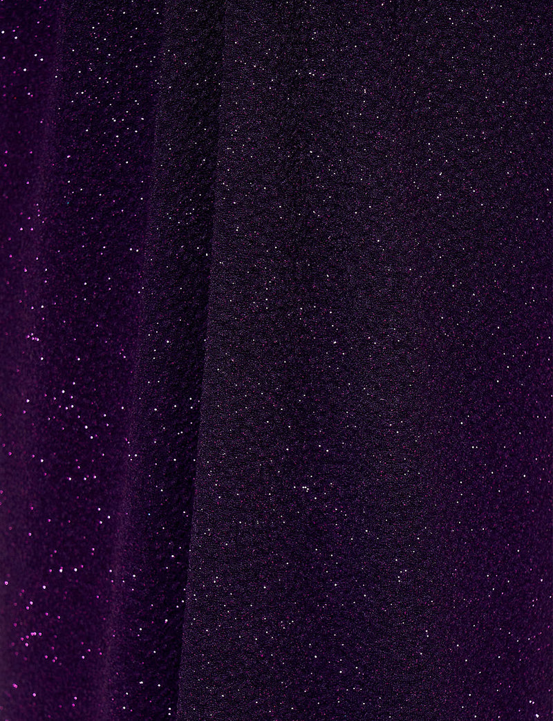 TWEED DRESS(ツイードドレス)のプラムロングドレス・ラメ/ポリウレタン｜T-1284-PMの生地拡大画像です。