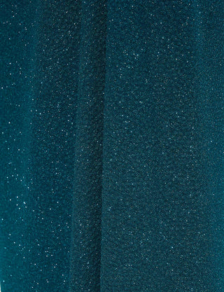 TWEED DRESS(ツイードドレス)のペトロールグリーンロングドレス・ラメ/ポリウレタン｜T-1284-PTGNの生地拡大画像です。