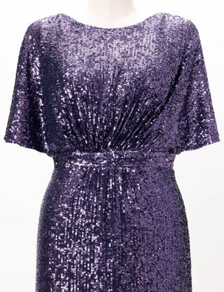 TWEED DRESS(ツイードドレス)のパープルロングドレス・チュール｜T-1754-PEのトルソー上半身正面画像です。