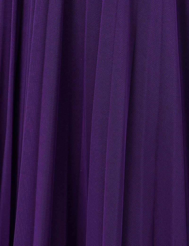TWEED DRESS(ツイードドレス)のパープルロングドレス・チュール｜T-1771-PEのスカート生地拡大画像です。