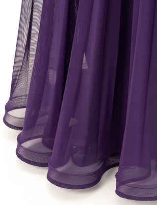 TWEED DRESS(ツイードドレス)のパープルロングドレス・チュール｜T-1771-PEのスカート裾拡大画像です。
