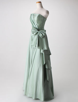 TWEED DRESS(ツイードドレス)のアイシーミントロングドレス・タフタ｜TB1701-IMTのトルソー全身斜め画像です。